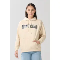 KOAJ - Buzo oversize con capota kaki y diseño college Mujer