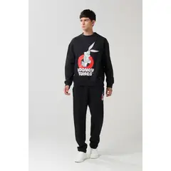 KOAJ - Pantalón jogger negro con arte de Looney Tunes