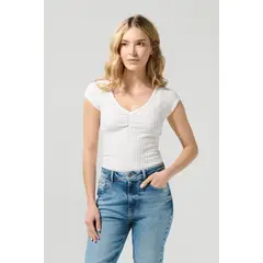 KOAJ - Blusa femenina manga ranglan cuello bandeja Mujer