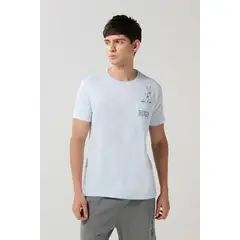 KOAJ - Camiseta azul de Looney Tunes con bolsillo y manga cort Hombre