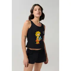 KOAJ - Short negro con elástico y diseño de Los Simpson Short negro con elástico y diseño de Los Simpson Mujer