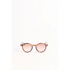 KOAJ - Gafas cafés de sol con marco redondo grueso estampado Hombre