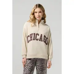 KOAJ - Buzo oversize kaki college con cremallera y cuello spor Mujer