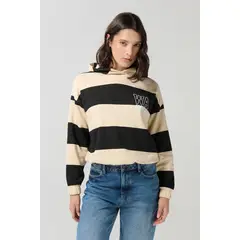 KOAJ - Buzo kaki con capota, diseño college y rayas Mujer