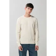 KOAJ - Suéter cuello redondo unicolor tejido con texturas Hombre