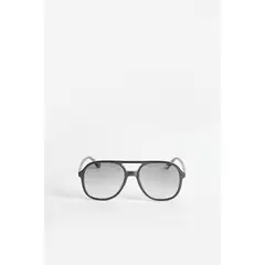 KOAJ - Gafas de sol, tipo piloto con marco negro y lente amar Hombre