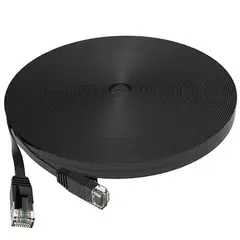 GENERICO - Cable Ethernet Plano Cat6 20m Negro Alta Velocidad