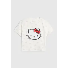 KOAJ - Camiseta crop top crema clara con arte de Hello Kitty Niña