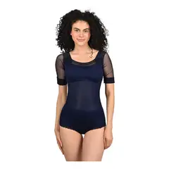 RITCHI - Body Faja con Diseño en Mangas de Blonda Cuello Bandeja
