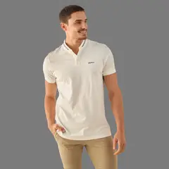 ESPRIT - Camisa Tipo Polo para Hombre Blanca con Ribetes Premium