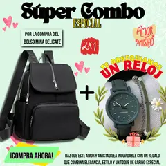 BOLSOS Y ACCESORIOS MB - BOLSO MOCHILA MAS RELOJ PARA MUJER REGALO AMOR Y AMISTAD
