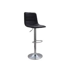ZER - Silla Bar Alta en Cuero PU Asiento en L Costuras Horizontales Negra