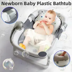 MUNDO BEBE - BAÑERA PLEGABLE CON TERMOMETRO Y COJIN PARA BEBES GRIS