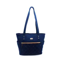 MACOLY - Bolso de hombro M841 jean acolchado oro