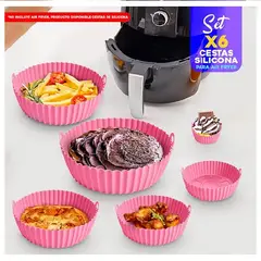 GENERICO - Molde Silicona Olla Freidora Air Fryer Reutilizable X 6 Piezas Rosa