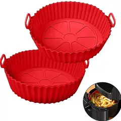 GENERICO - Molde Silicona Olla Freidora Air Fryer Reutilizable X 6 Piezas Rojo