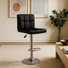 GENERICO - Silla de Bar Élite en Ecocuero Ajustable con Base Cromada