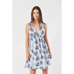 KOAJ - Vestido corto estampado azul claro con manga sisa y esc Mujer