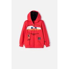DISNEY - Buzo de Cars con capucha rojo para niño 2T a 6T.