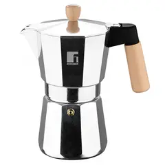 BERGNER - Cafetera Aluminio 6 Tazas 300ml Mango de Madera