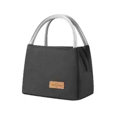 4LIFE - LONCHERA TÉRMICA PORTA COMIDA BOLSA ALMUERZO-NEGRO