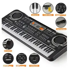 GENERICO - Piano infantil 61 teclas Negro 54 cm juguete niños