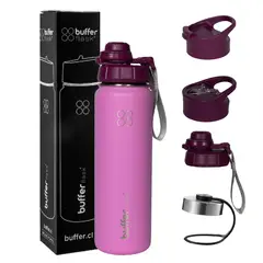 BUFFER FLASK - Termo Botella Agua Termica Inoxidable Buffer+Tapas - Rosa