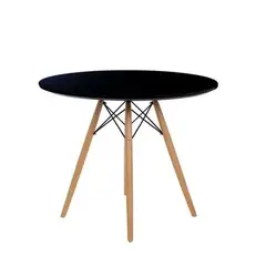 GENERICO - Mesa Eames Redonda Comedor Living 80 Cm Patas Madera Moderna
