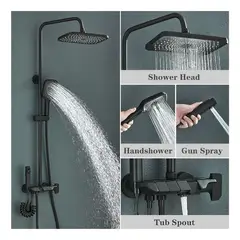 HOGARIST - Kit De Ducha Digital Piano Rainfall Negro tecnologia de punta