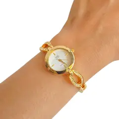 Q&Q - Reloj Joyita Lazo Dorado Acero Inoxidable Original + Caja