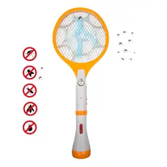 GENERAL - Raqueta Mata Mosquitos 2 En 1 Linterna Eléctrica Naranja