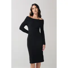 KOAJ - Vestido largo unicolor ajustado con escote bandeja Mujer