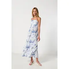 KOAJ - Vestido unicolor largo estampado con tiras ajustables Mujer