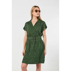 KOAJ - VESTIDO ESTAMPADO/RAYON ESCOTE V/MANGA CORTA/ FALDA ARA Mujer