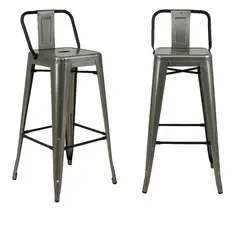 DISTRIONLINE - TABURETE METÁLICO TOLIX CON ESPALDAR CON PINTURA X2 UNIDADES