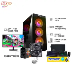 AMD - COMPUTADOR GAMER RYZEN 7 5700G+ MONITOR 27" 165HZ/ RAM 32GB/ SSD 1.5TB+ COMBO
