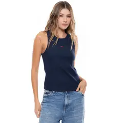 COLOR BLUE - Camiseta Manga Sisa Efecto Canalé