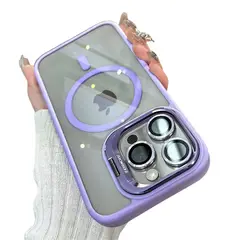 GENERICO - Funda Luxury Transparente Con Aros y Magnetico Para iPhone 16 Lila