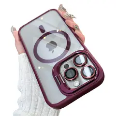 GENERICO - Funda Luxury Transparente Con Aros y Magnetico Para iPhone 16 Pro Max Uva