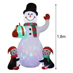 GENERICO - Inflable Navidad Muñeco de Nieve Decoración Luz Led Multicolor 1.8 mts