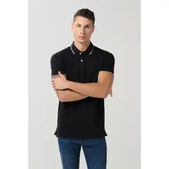 KOAJ - Camiseta unicolor polo manga corta con botones en peche Hombre