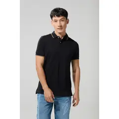 KOAJ - Camiseta unicolor polo con manga corta y doble botón Hombre