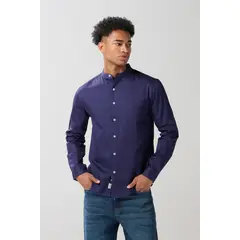 KOAJ - Camisa en algodón cuello nerú unicolor con manga larga Hombre