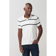 KOAJ - Camisa polo manga corta, cuello y puños tejidos en rect Hombre