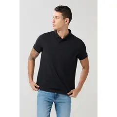 KOAJ - Camiseta unicolor polo con botones en frente y manga co Hombre