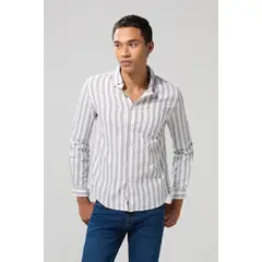 KOAJ - Camisa cuello button down manga larga en slim fit a ray Hombre
