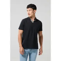 KOAJ - Camiseta polo unicolor con cuello V en rectilíneo Hombre