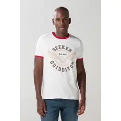 KOAJ - Camiseta de Harry Potter manga corta crema con contrast Hombre