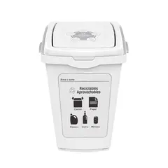 NOVEDADES PLASTICAS - Papelera Tapa Plana Vaivén 27 Litros Blanco