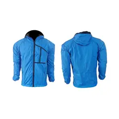 GENERICO - Chaqueta Rompevientos Azul 90% Impermeable Ciclismo Moto Running MTB